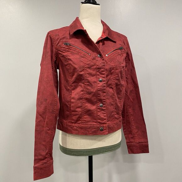 ROCK & REPUBLIC S Jacket Red Ombre Snap Front Western Moto Y2K Rock Festival - Picture 3 of 16